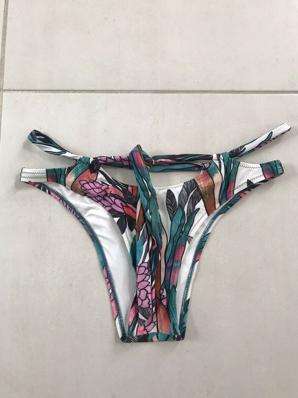 MinkPink Bikini Bottom Floral Belted Swim Tropical Resortwear Boho Chic